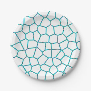 Minimalism Abstract Art Pale Turquoise White Cells Paper Plate
