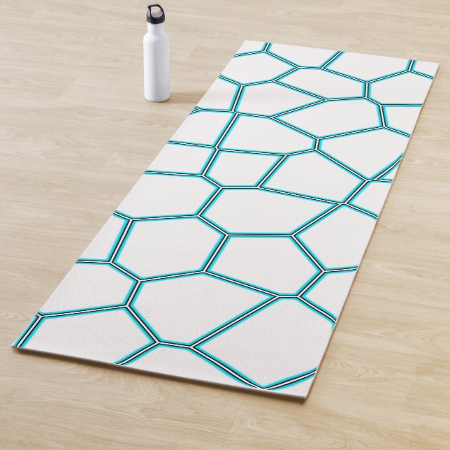 Minimalism Abstract Art Pale Turquoise White Cells Yoga Mat (In Situ)