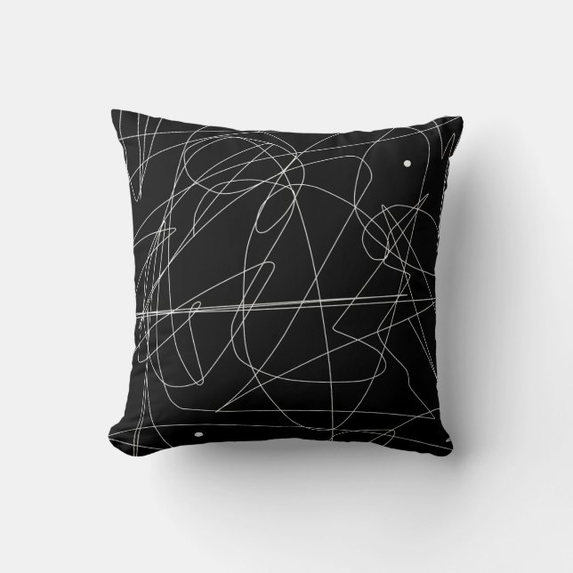 Minimalism Abstract Art Pattern Black White Throw Pillow (Front)