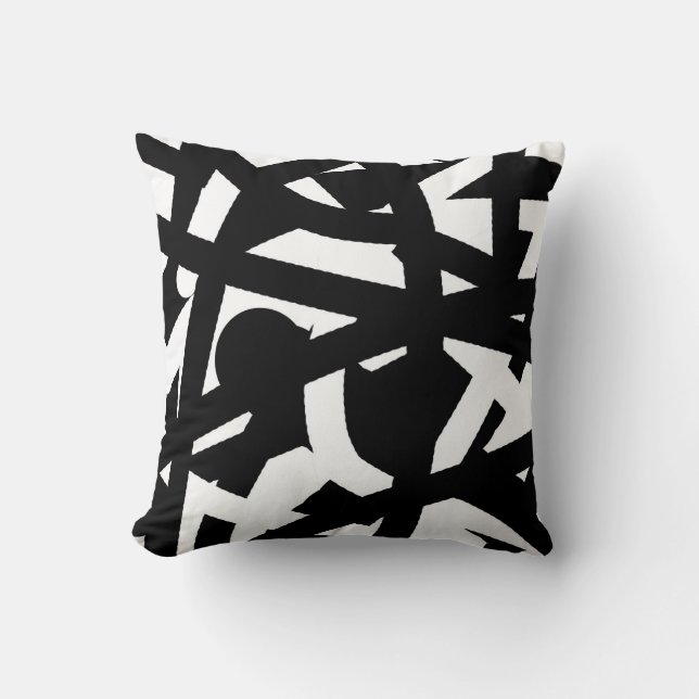 Minimalism Abstract Art Pattern Black White Throw Pillow (Front)