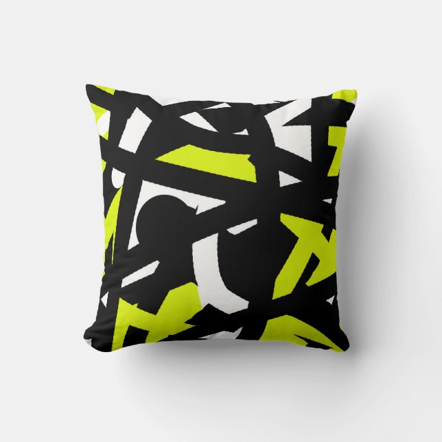Minimalism Abstract Art Pattern Black White Yellow Throw Pillow (Front)