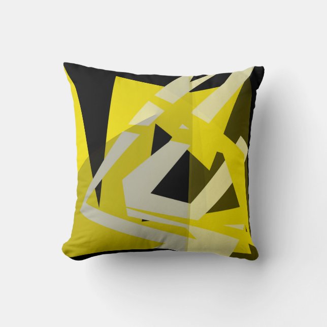 Minimalism Abstract Art Pattern Black White Yellow Throw Pillow (Front)