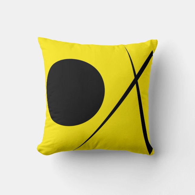Minimalism Abstract Art Pattern Black Yellow Throw Pillow (Front)