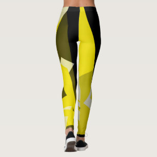 Minimalism Abstract Art Pattern Black Yellow White Leggings