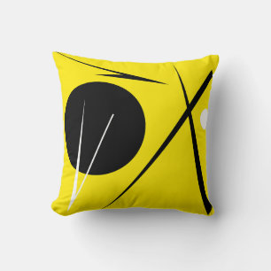 Minimalism Abstract Art Pattern Black Yellow White Throw Pillow