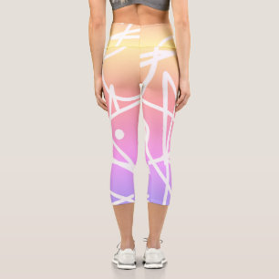 Minimalism Abstract Art Pattern Pink Yellow Capri Leggings