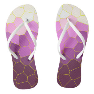 Minimalism Abstract Art Purple Pink White Cells Flip Flops