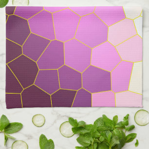 Minimalism Abstract Art Purple Pink White Cells Kitchen Towel