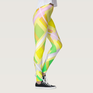 Minimalism Abstract Art Yellow Green Purple Blocks Leggings