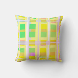 Minimalism Abstract Art Yellow Green Purple Blocks Throw Pillow