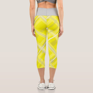 Minimalism Abstract Art Yellow Grey White Capri Le Leggings