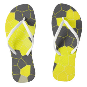 Minimalism Abstract Art Yellow Grey White Cells Flip Flops