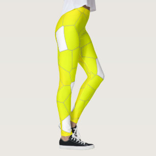 Minimalism Abstract Art Yellow Grey White Cells Leggings