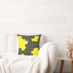 Minimalism Abstract Art Yellow Grey White Cells Throw Pillow