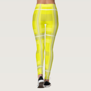 Minimalism Abstract Art Yellow Grey White Leggings