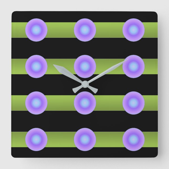 Minimalism Avant-Garde Lime Green and Indigo Square Wall Clock (Front)