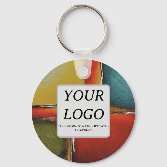 Minimalism Colour Blocking Business Promotional Keychain (Front)