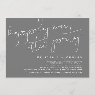 Minimalism Dark Grey, Wedding Elopement Party Invitation