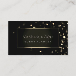 Minimalism Event Planner Black Framed Gold Sparkly Business Card