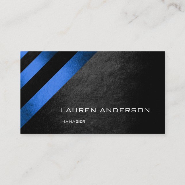 Minimalism Geometric Stripes Cobalt Blue Black Vip Business Card (Front)