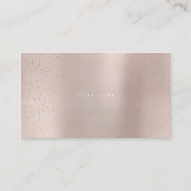 Minimalism Golden Circles Delicate Pink Rose Vip Business Card (Front)