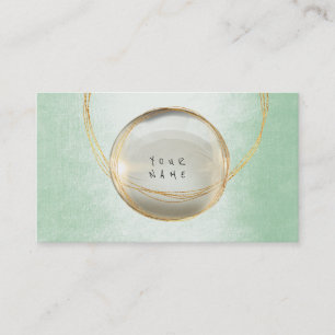 Minimalism Golden Foil Glass Mint Greenery VIP Business Card
