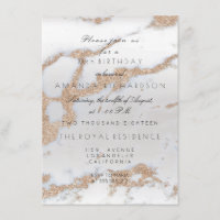 Minimalism Grey Marble Gold Champaigne Birthday