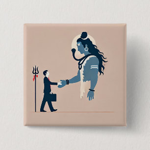 minimalism image of an ordinary person greeting go 2 inch square button