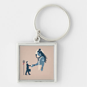 minimalism image of an ordinary person greeting go keychain