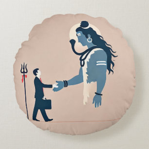 minimalism image of an ordinary person greeting go round pillow