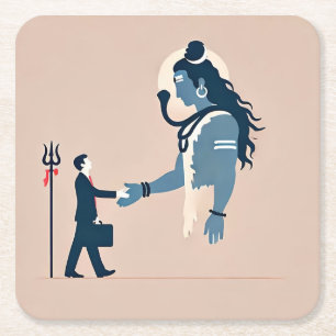 minimalism image of an ordinary person greeting go square paper coaster