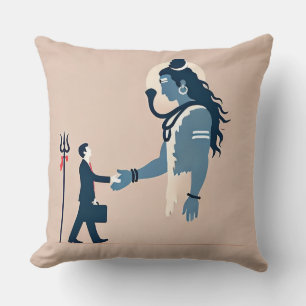 minimalism image of an ordinary person greeting go throw pillow