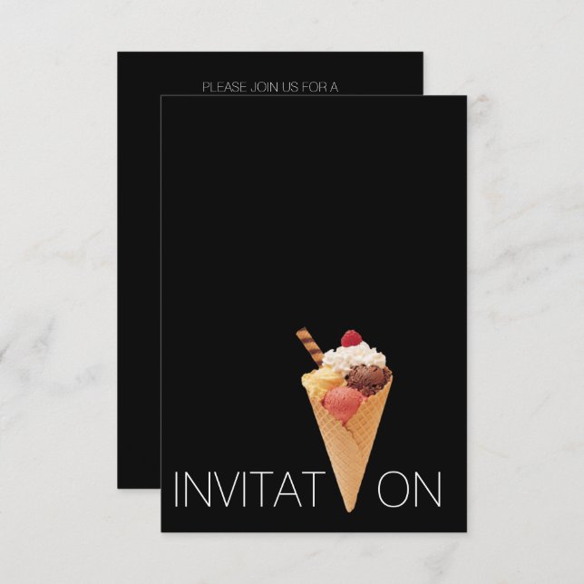 Minimalism Italian Gelato Ice-cream Party Invitation (Front/Back)