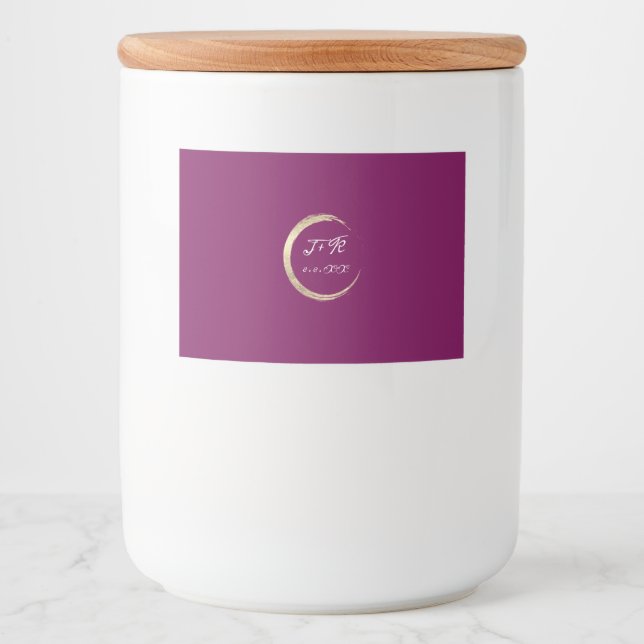 Minimalism Marsala White Gold Initials Party Favou Food Label (Front)