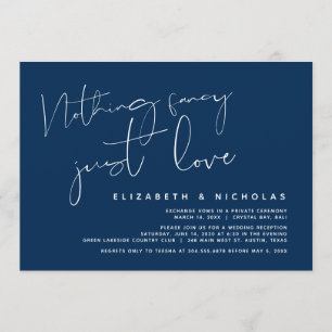 Minimalism Navy Blue, Wedding Elopement Party Invitation