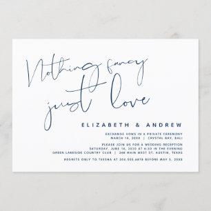 Minimalism Navy Blue, Wedding Elopement Party Invitation