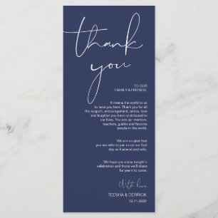 Minimalism Navy Script Place Setting Thank You Program