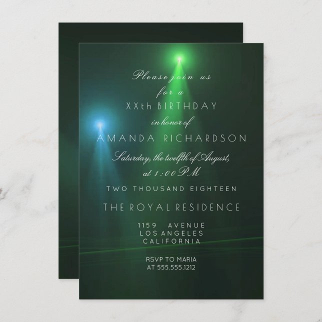 Minimalism Ombre Teal Deep Tropical Green Concert Invitation (Front/Back)