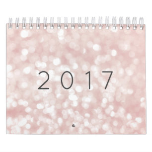 Minimalism Pastel Pink Rose Sparkly Lights Calendar