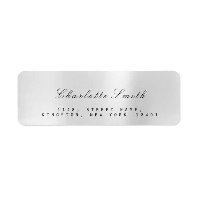 Minimalism Silver Grey Steel Return Address Labels (Front)