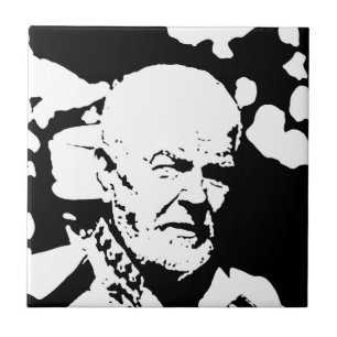 Minimalism Sketch Drawing Old Man Face Head Tile