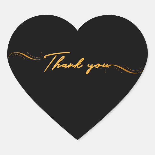 Minimalism Thank You Script Gold Typography Heart Sticker (Front)