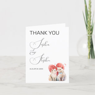 Minimalism with a Cats Wedding Thank You Card