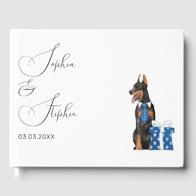 Minimalism with a Doberman Dog Wedding Guest Book (Front)