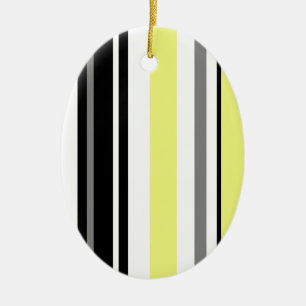 Minimalism Yellow Black Stripes Ceramic Ornament