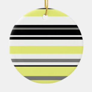 Minimalism Yellow Black Stripes Ceramic Ornament