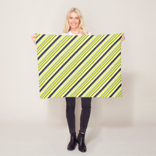 Minimalism Yellow Black Stripes Fleece Blanket