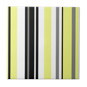 Minimalism Yellow Black Stripes Tile