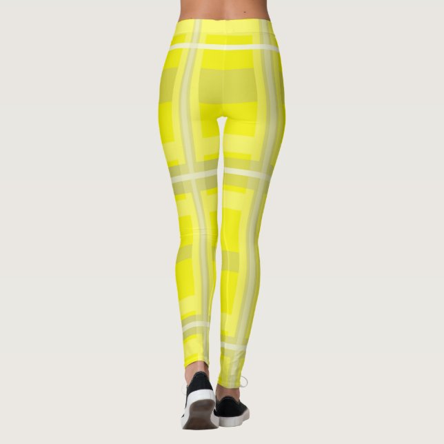 Minimalisme Art Abstrait Jaune Gris Blanc Leggings (Dos)