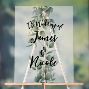 Minimalisme de verdure laisse un panneau de mariag
